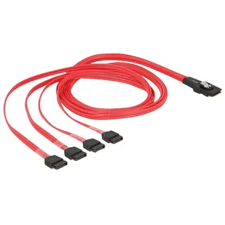 DeLock SATA- 4x 1m SCSI-Kabel Rot