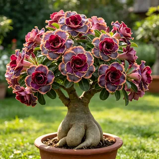 Ideale Seltene WüStenrosen- üBerraschend Wachsend- Sehr Pflegeleicht- Lang anhaltende Blüte- Exklusive Außendekoratio-4 rhizom-E