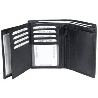 Frentree Frentree® Herren Leder Geldbörse mit RFID Schutz, 11 Kartenfächer, Hochformat Portemonnaie, Schwarz