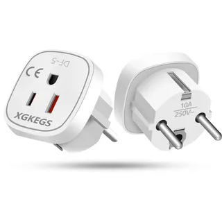 2 Stück US to EU Adapter, Adapter USA Deutschland stecker, Adapter amerikanisch deutsch, US to EU Plug adapters geeignet für den Einsatz in den USA, Japan, Kanada, Mexiko