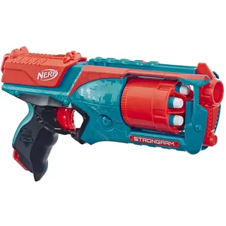 Hasbro Nerf Elite Strongarm orangefarbener Blaster Rotationstrommel, Schnellfeuer, 6 N...