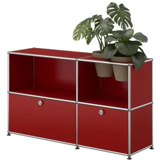 USM Haller Sideboard mit zwei Klapptüren und Pflanzeneinsatz Rubinrot