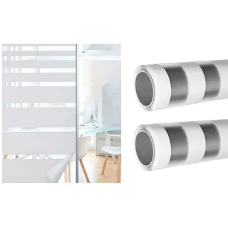Klemmfix 2er Set Fensterfolie selbsthaftend Streifen LxB 200x67 cm Sichtschutzfolie Anti-UV statische Haftung Folie selbstklebend, 201916000-2