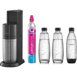 Sodastream Duo schwarz + 2 Glaskaraffen + Zylinder