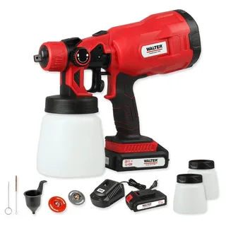 WALTER WERKZEUGE Li-Ion Akku Farbsprühsystem 20 V inkl. Akku Ladegerät 800 ml Farbbehälter