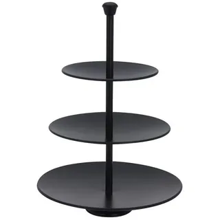 Spetebo Metall Etagere schwarz 3-stöckig - 36 x 25 cm - Edelstahl Deko Servierplatte mit 3 Etagen - Etagenständer Dessert Snack Obst Muffin Ständer