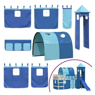 vidaXL Vorhänge für Hochbett mit Tunnel und Turm Blau