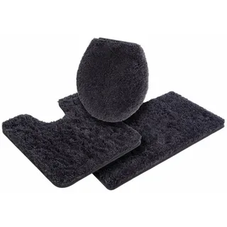 Möve Badematte »Essentail/Superwuschel«, Höhe 40 mm, rutschhemmend beschichtet, strapazierfähig, Microfaser-Badematte, Badteppich, rechteckig, rund & als 3-tlg. Set, 3 St., Polyester, grau (dark grey) Einfarbige Badematten