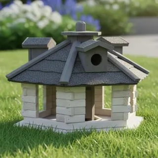 Mucola Vogelhaus Vogelfutterhaus Holz Vogelvilla Vogelhäuser Futtersilo Futterhaus Nistkasten Vogelhäuschen - Weiß / Grau - Weiß