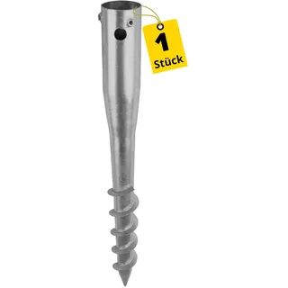 GRUNDLINE - Pfostenträger rund Ø 60 mm - Bodenanker zum eindrehen - Schraubfundament - Einschraub Bodenhülsen - Stützenfuß - Erdanker - Erdspieß - Bodenhülse Sonnenschirm Wäschespinne