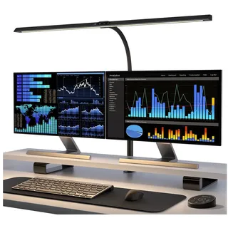 Tomons Schreibtischlampe Klemmbar LED Dimmbar, Tischlampe Wohnzimmer mit Fernbedienungen, 24W 80CM Nachttischlampe Tageslichtlampe für Monitor, Studium, Büro, Lesen