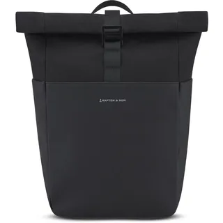 Kapten & Son Rucksack Lund Basic All Black 14-16,5 L | Rolltop Rucksack Damen & Herren | Handgepäck Rucksack mit 14'' Laptopfach | Vegan & Wasserabweisend - 14-16,5 L