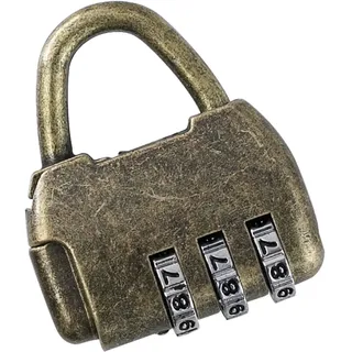 HMF Vintage Deko Zahlenschloss Vorhängeschloss, 3-Stellig, Gold