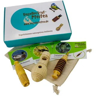 Gico Vogelpfeifen Set No.1 mit 3 Vogelstimmen (Stockente Kuckuck, Singdrossel) die außergewöhnliche Geschenkidee - V201