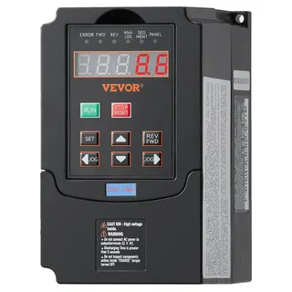 Vevor Frequenzumrichter VFD 2 PS, 1,5 kW, 7,5 A, 1- oder 3-phasiger 220-V-Eingang auf 3-phasigen 220-V-Ausgang, 40-60-Hz-Eingang, 0-400-Hz-Ausgang, VFD für Spindelmotor-CNC-Drehzahlregelung