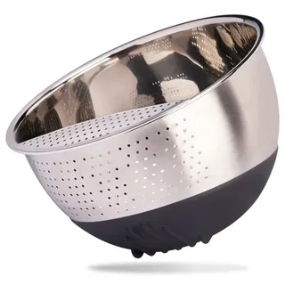 Reishunger Reis Waschschüssel Black (22cm / Edelstahl mit Silikonfuß) | Gr.: onesize
