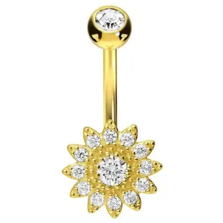 PIERCINGLINE Bauchnabelpiercing Chirurgenstahl Bananabell KRISTALLBLUME (Bananabells, 1-tlg) goldfarben