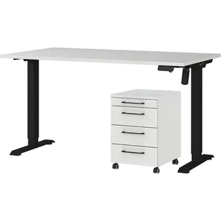 Germania Büromöbel-Set GERMANIA "Profi 3.0", schwarz (lichtgrau, schwarz), Schreibtisch 140cm breit Holzwerkstoff Metall, Holzwerkstoff, Metall, Arbeitsmöbel-Sets, Büromöbel-Set, Büromöbel-Set bestehend aus Schreibtisch und Rollcontainer