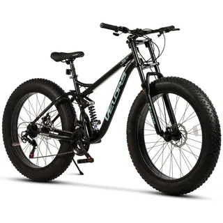 VELORS Fatbike 26 Zoll Fat Tire 4.0 MTB für Herren Damen und Jungen 21 Gang Shimano Tourney Schaltwerkmechanische Scheibenbremse Fat Bike Mountain... - Grün