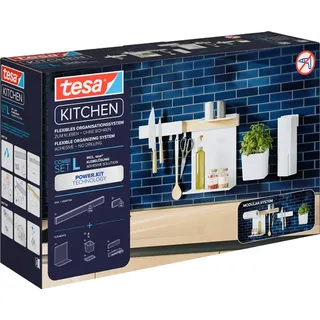 tesa KITCHEN Combi-Set L 8-teilig weiß aus Kunststoff - Weiß/Braun