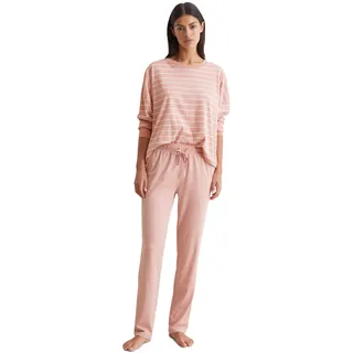 Pyjama MARC O'POLO Gr. S, rosa (misty rose) Damen Homewear-Sets mit Oberteil in Ringel-Optik