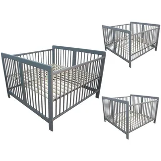 Micoland Zwillingsbett Zwillingskinderbett Kinderbett für Zwillinge massiv grau 120x120 cm - Grau