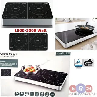 Silvercrest Doppelt Induktionskochfeld – 2 Kochzonen, Touch, Timer, 1500-2000 W