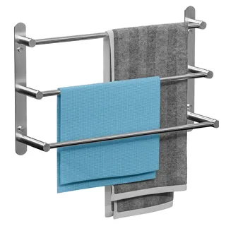 Handtuchhalter Bad ohne Bohren Wandmontage 304 Edelstahl Gebürstet Badetuchhalter 70cm mit Haken, 3-lagiger Stabil Handtuchhalter Wand für Badezimmer Küchen Toilette