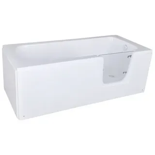Belvit Badewanne für Senioren mit Tür 170 cm, Rechteckige Badewanne barrierearm, Dusch-Badewanne mit niedrigem Einstieg, rechts oder links weiß