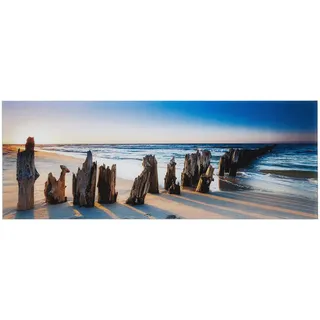 Euroart Glasbild 30 x 80 cm Beach III Glas Blau