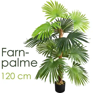 Decovego Kunstpflanze Farnpalme, Kunstpalme im Topf mit 12 Palmenwedeln, Höhe 120cm
