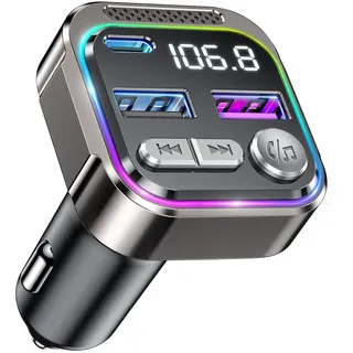 GizmoVine Bluetooth Adapter Auto, FM Transmitter, Car Radio Zigarettenanzünder, USB C QC PD 36W, Freisprecheinrichtung für Auto, 12V 24V Bloototh Stecker KFZ Adapter Handy Autoradio, MP3 Musik Player