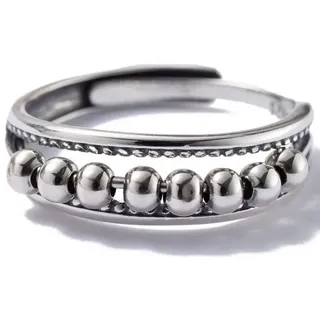 FIRETTI Fingerring Schmuck Geschenk Silber 925 Silberring Anti-Stress Meditationsring, Made in Germany schwarz|silberfarben