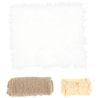 UKCOCO 3pcs Set Baby Foto Requisiten Neugeborenen Fotografie Swaddle Wrap Stirnband Decke