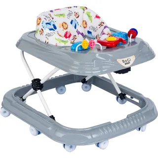 BoGi Lauflernwagen Höhenverstellbarer Baby Gehfrei Lauflernwagen mit Spielcenter grau