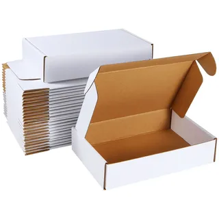 JMIATRY 30 Stück Versandkartons, 23 x 15,5 x 5 cm, kleine Karton-Geschenkboxen, Wellpappe, Versandkarton, Weiß