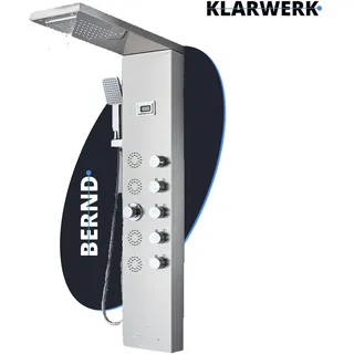 klarwerk BERND | Premium Duschpaneel Regendusche Edelstahl | Silber gebürstet Massagedusche Duschsystem | Mischbatterie Duscharmatur Duschsystem