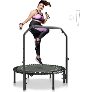 Vevor Faltbares Mini-Trampolin Fitness-Rebounder 1027 mm, 150kg belastbares Trainingstrampolin, Sport Rebounder mit 4-stufig höhenverstellbarem Schaumstoffgriff