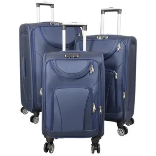 Warenhandel König Trolleyset Maribor, 4 Rollen, (3 tlg., Weichgepäck Trolley Set) blau
