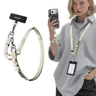 MAGEASY 2-in-1-Handy-Umhängeband – Universal-Crossbody-Handygurt und Handschlaufe mit integriertem Schlüsselanhänger, Handy-Haltegurte, Starlight, 38" to 62" - 38" to 62"