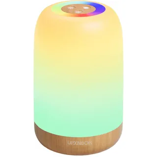 upxnbor LED Nachttischlampe mit 256 RGB Farben & 4 Modi, USB aufladbar, Timer & Haken, Stilllicht in Holzoptik für Kinder, Wohnzimmer