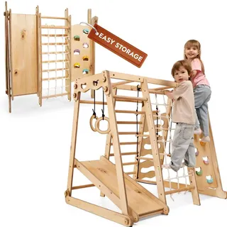 goodevas Kletterdreieck 9-in-1 Klettergerüst Natur