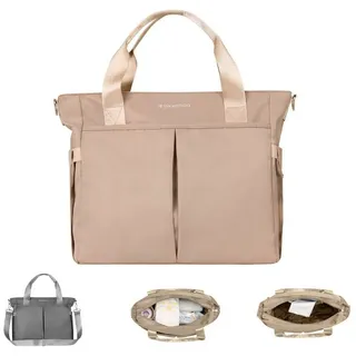 KIKKABOO Wickeltasche Brielle, Clips zur Befestigung, wasserfest, Schultergurt beige