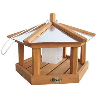 HABAU Vogelhaus Kohlmeiste aus Holz - Futterhaus zum Aufhängen, mit Silo,