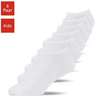 SNOCKS Sneaker Socken Kinder - Gr. 31-34 - Bio- Baumwolle - Jungen & Mädchen - Kindersocken 6er Set - Weiß - 31-34