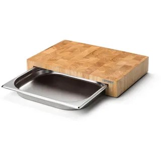 Continenta Schneidebrett mit Edelstahl-Schublade 1-tlg. 39 x 27 x 6,5 cm Beige