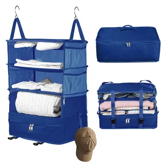 Bukere Hängende Packregale für Gepäck, Koffer, tragbare Reisewürfeltasche, Organizer, Reiseutensilien, Kompressionsschrank-Aufbewahrung, Organizer, große Kapazität