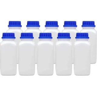 plasteo 1000 ml Weithalsflasche mit Schraubverschluss chemikalienbeständig Laborqualität Gefahrgutzulassung große Öffnung absolut dicht spülmaschineng...