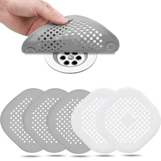 5 Stück Abflusssieb Silikon,Abflusssieb Dusche,Haarsieb Dusche mit Saugnäpfen,Haarfänger Dusche,Abfluss Sieb Sink Strainer,für Küche, Badewanne,Badezimmer,Dusche