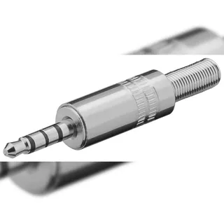 goobay 4- polig Klinkenstecker, 3,5 mm, stereo, Metallgehäuse, 3.5 mm, Silber, M